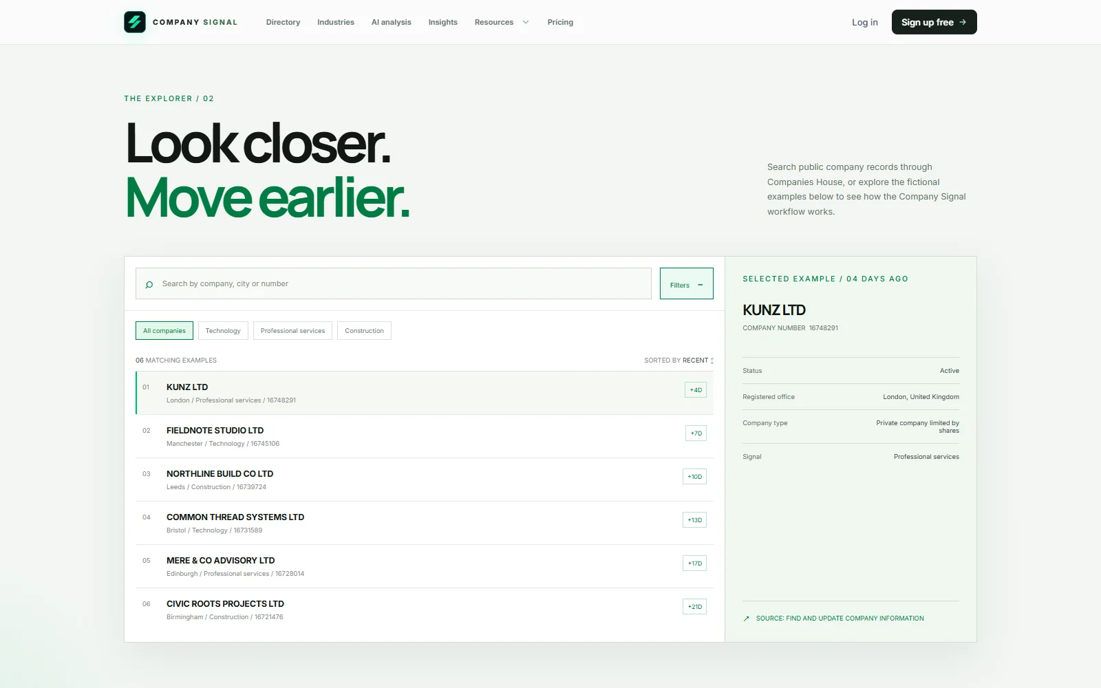 Company Signal screenshot 2
